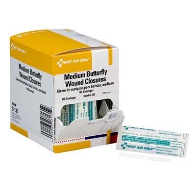 BUTTERFLY WOUND CLOSURE, MED 100/BX